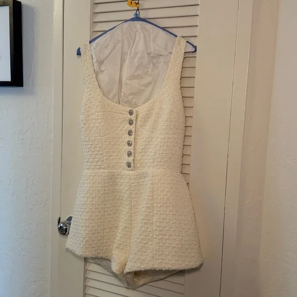 LOVERS AND FRIENDS Tweed Josephine Romper in White - Picture 5 of 9